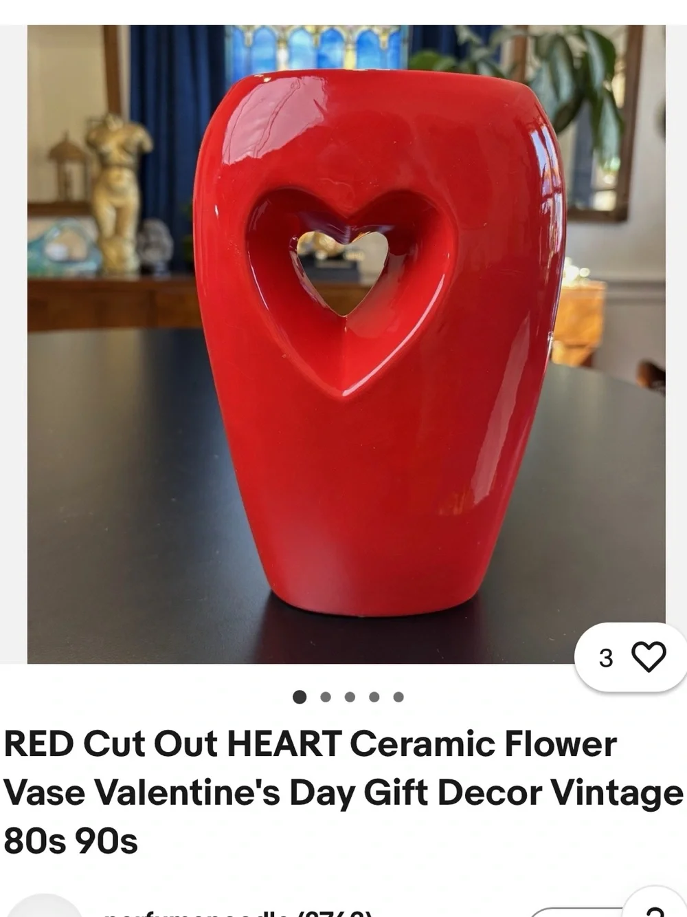 #2914**”4x8” Red Heart Cutout Ceramic Vase - Home Accents 80’s&90’s Vintage